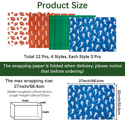12Pcs 4 Styles Gift Wrapping Paper AJEW-WH20020-118A-1