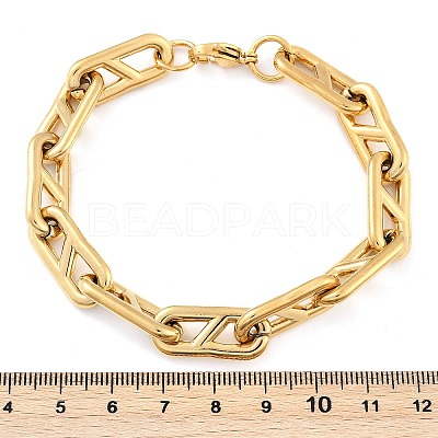 304 Stainless Steel Oval Link  Chain Bracelets for Women Men BJEW-F488-49C-G-1