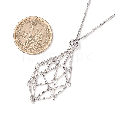 304 Stainless Steel Macrame Pouch Empty Stone Holder Necklace Making NJEW-JN05238-02-1