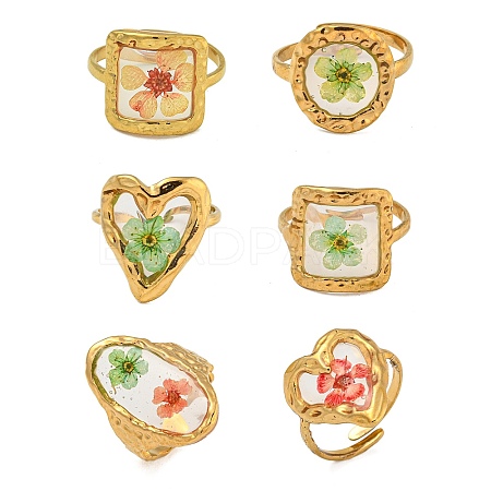 Brass Adjustable Rings for Women RJEW-G265-10G-1