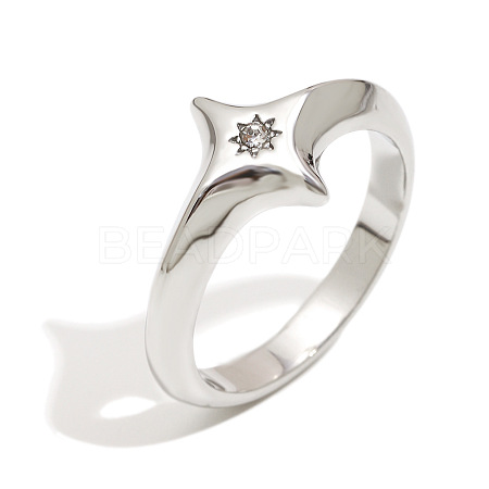 316L Surgical Stainless Steel with Clear Cubic Zirconia Finger Rings WGD89A7-05-1