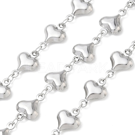 304 Stainless Steel Heart Link Chains CHS-N009-01B-P-1