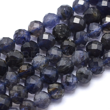 Natural Iolite Beads Strands G-O171-13-5mm-1