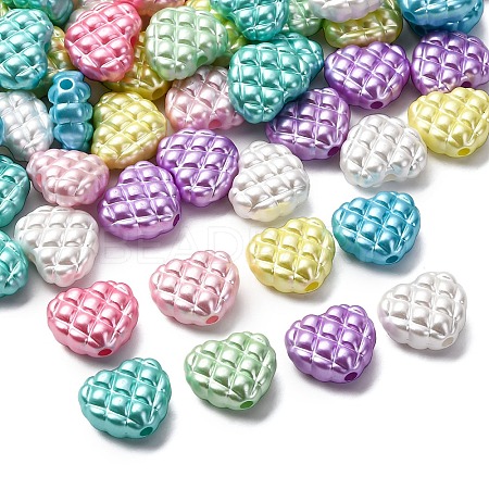 Pearlized Opaque Acrylic Waffle Beads X-OACR-G052-06-1
