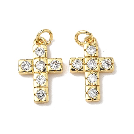 Brass Micro Pave Cubic Zirconia Pendants KK-Q068-49B-G-1