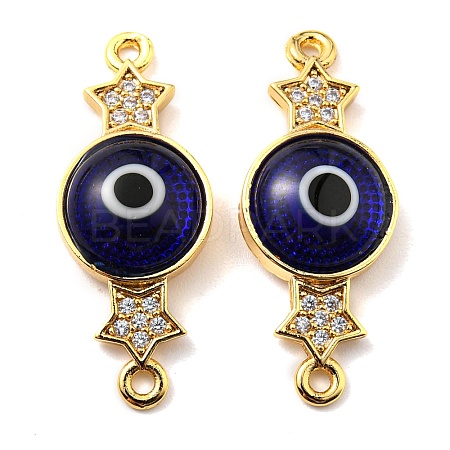 Brass Micro Pave Clear Cubic Zirconia Connector Charms KK-K338-04G-02-1