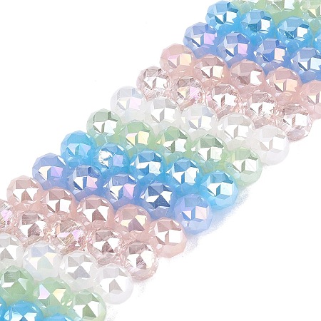 Electroplate Imitation Jade & Opaque & Transparent Glass Beads Strands EGLA-Q135-8MM-A11-1