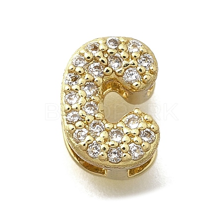 Brass Micro Pave Cubic Zirconia Letter Multi-Strand Links KK-D295-32G-03-1