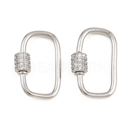 Brass Micro Pave Cubic Zirconia Screw Carabiner Lock Charms FIND-WH0518-96A-P-1