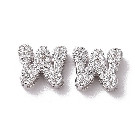 925 Sterling Silver Micro Pave Cubic Zirconia Beads STER-Z005-15P-W-1