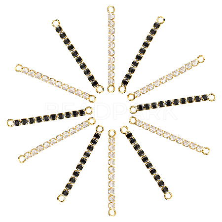 SUPERFINDINGS 12Pcs 2 Colors Brass Micro Pave Cubic Zirconia Connector Charms KK-FH0004-50-1