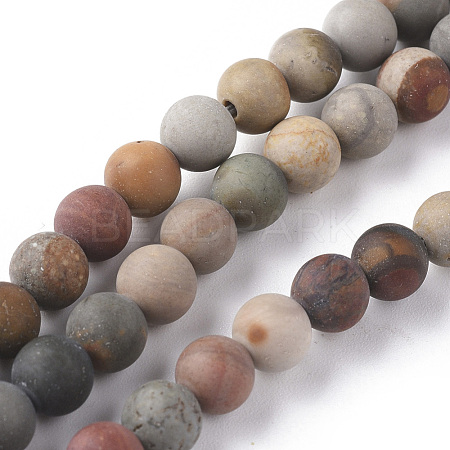 Natural Ocean Jasper Beads Strands G-F668-27-6mm-1