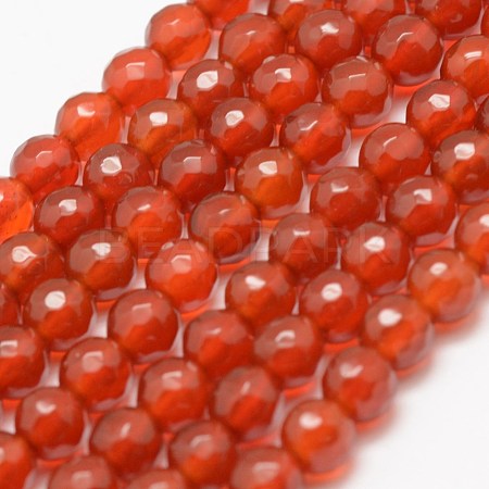 Faceted Natural Agate Beads Strands G-F447-8mm-C13-1