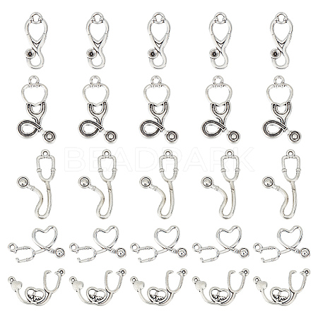 100Pcs 5 Style Tibetan Style Alloy Pendants & Pendant Rhinestone Settings TIBEP-GO0001-04-1