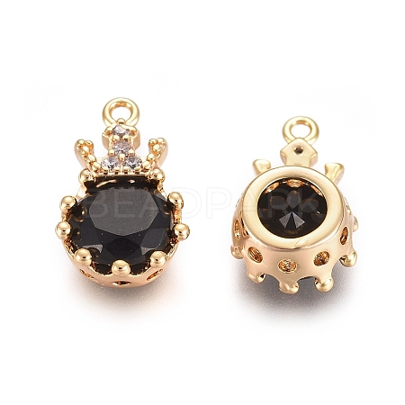 Brass Glass Pendants KK-P138-09G-1