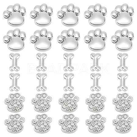 30Pcs 3 Styles Alloy Rhinestone Slide Charms FIND-SC0010-34-1