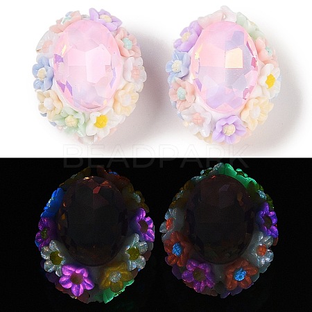 Handmade Luminous Polymer Clay Glass Rhinestone Beads CLAY-H003-05C-1