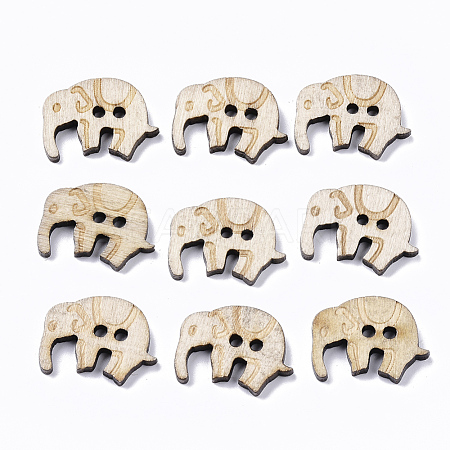 2-Hole Carved Wooden Buttons X-BUTT-T007-035-1