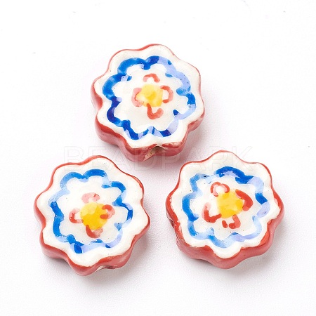 Handmade Porcelain Flower Beads PORC-J008-04D-1