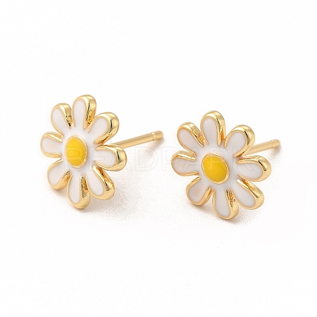 Enamel Daisy Flower Stud Earrings EJEW-G341-04G-1