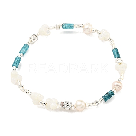 Column Natural Dyed Gemstone Stretch Bracelets BJEW-M315-05P-1