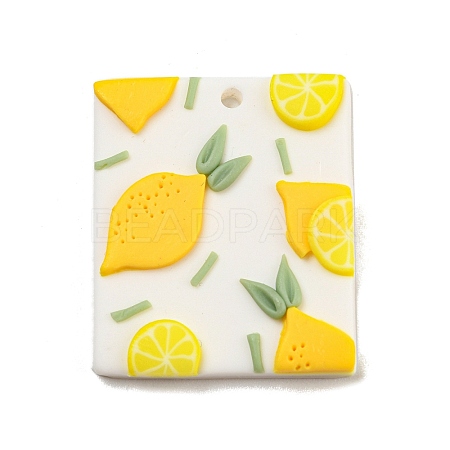 Geometrical Shape with Fruit Handmade Polymer Clay Pendants CLAY-E008-01A-1