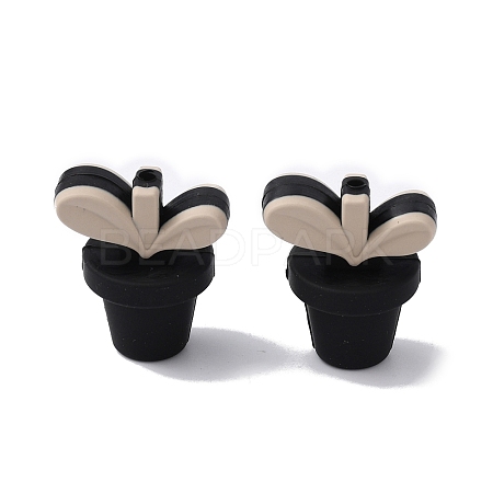 Leaf Pot Food Grade Eco-Friendly Silicone Beads LS-SIL-WH0014-18D-1