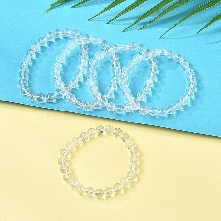 Natural Quartz Crystal Beaded Stretch Bracelets BJEW-Q692-46-8mm-1