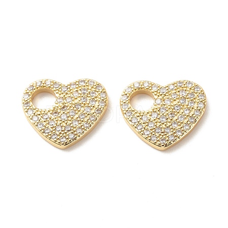 Brass Micro Pave Cubic Zirconia Charms KK-G405-04G-RS-1