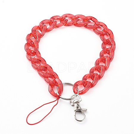 Transparent Acrylic Curb Chain Mobile Straps HJEW-JM00452-03-1