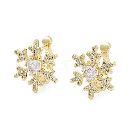 Rack Plating Brass Micro Pave Cubic Zirconia Clip-on Ring EJEW-C081-05G-1