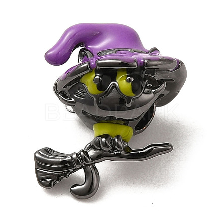 Halloween Brass Enamel European Beads X1-KK-A203-04A-B-1