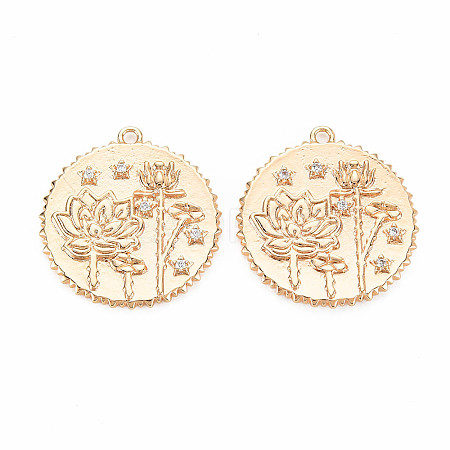 Brass Micro Pave Clear Cubic Zirconia Pendants LS-KK-S364-191-1