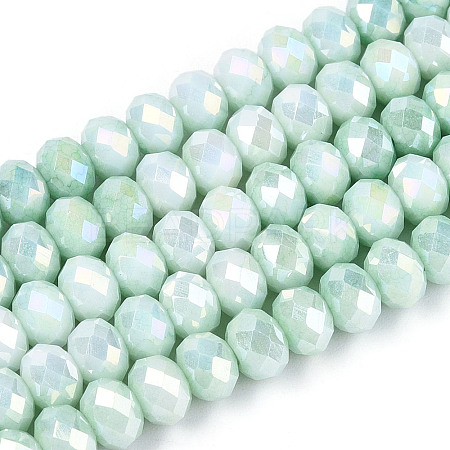 Anti-Tarnish Electroplate Rondelle Glass Beads Strands EGLA-T021-6mm-17-06-1