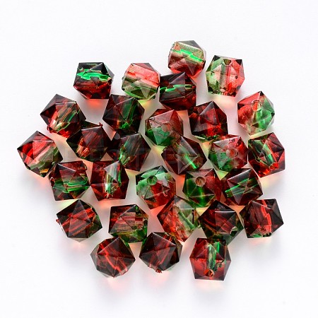 Two Tone Transparent Spray Painted Acrylic Beads ACRP-T005-10mm-26G-1
