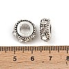 Flat Round Antique Silver Plated Alloy Rhinestone European Beads ALRI-Q228-10H-3