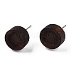 Dyed Wood Flat Round Stud Earrings with 304 Stainless Steel Pin for Women EJEW-TAC0021-11-2