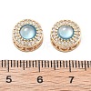 Brass Light Sky Blue Glass Flat Round Multi-Strand Links KK-B125-17G-2