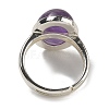Natural Amethyst Oval Adjustable Rings RJEW-K371-07S-19-4