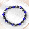 Handmade Evil Eye Lampwork Beads Stretch Bracelets BJEW-JB04461-02-4
