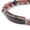 Natural Rhodonite Beads Charm Bracelets BJEW-K164-B07-3