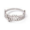 304 Stainless Steel Constellation Open Cuff Ring for Women RJEW-C035-01E-P-2