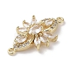 Brass Pave Clear Cubic Zirconia Connector Charms KK-G491-42G-2