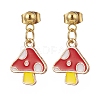 4 Pair 4 Color Enamel Mushroom Dangle Stud Earrings EJEW-JE05158-3