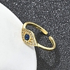 Rack Plating Brass Micro Pave Cubic Zirconia Open Cuff Finger Rings for Women RJEW-M028-76G-3