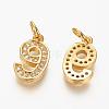 Brass Micro Pave Clear Cubic Zirconia Charms ZIRC-L092-09-G-2
