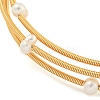 Three-Loops Brass & Natural Freshwater Pearl Beaded Wrap Bracelets for Women BJEW-F470-01G-3