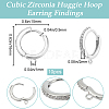 10Pcs Brass Micro Pave Cubic Zirconia Huggie Hoop Earring Findings KK-BBC0013-42-2