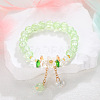 Daisy Crackle Glass Round Beaded Stretch Bracelets FS-WG28140-08-1