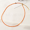 Orange Cubic Zirconia Faceted Round Beaded Necklaces GJ4349-2-1